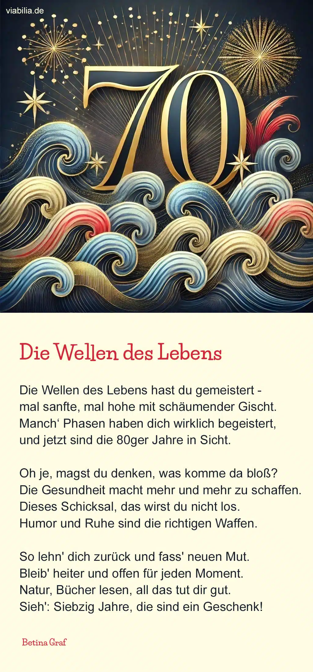 Zum 70. Geburtstag ein motivierendes Gedicht