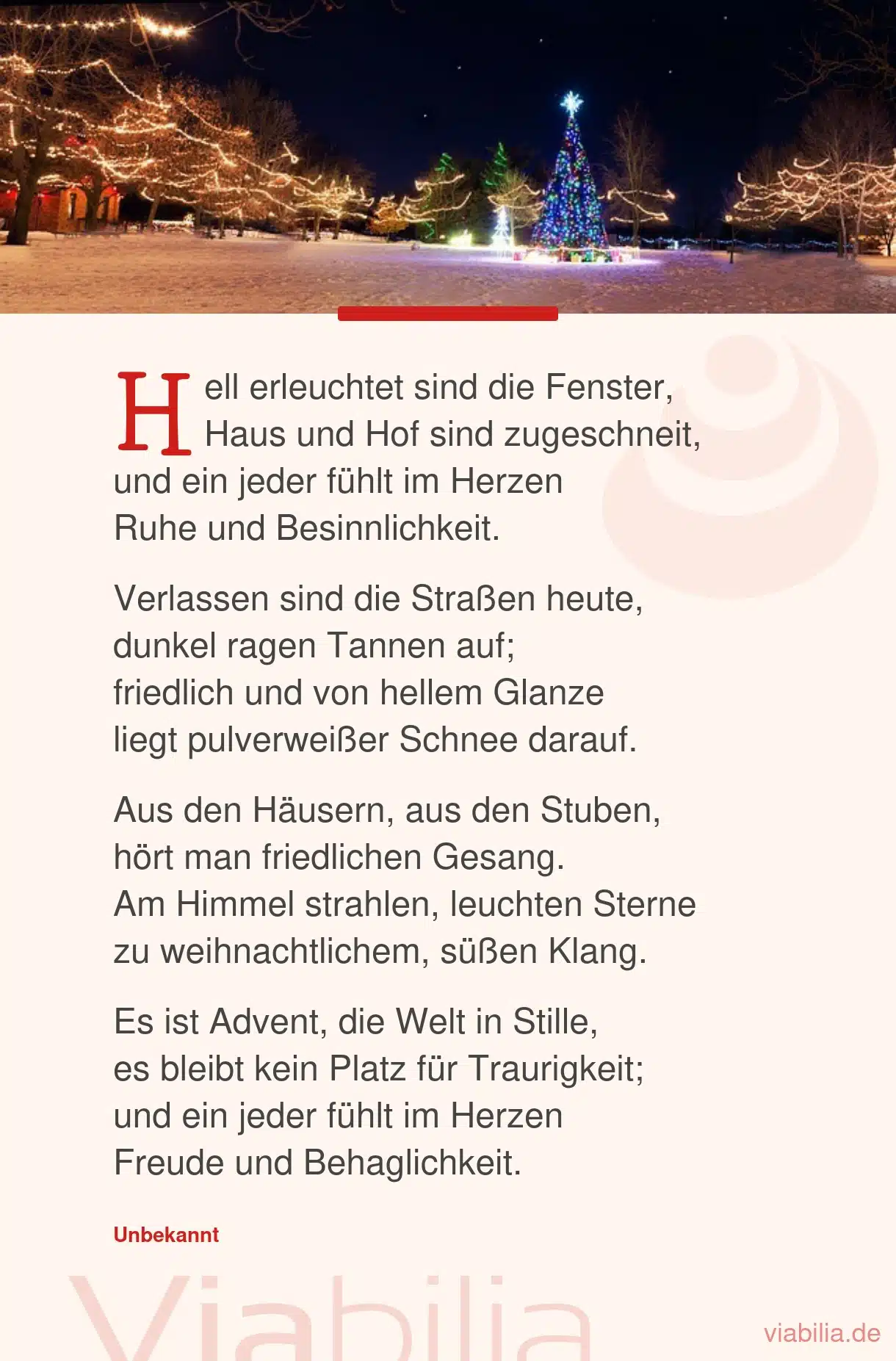 Adventsgedicht zum Advent: Hell erleuchtet sind die Fenster