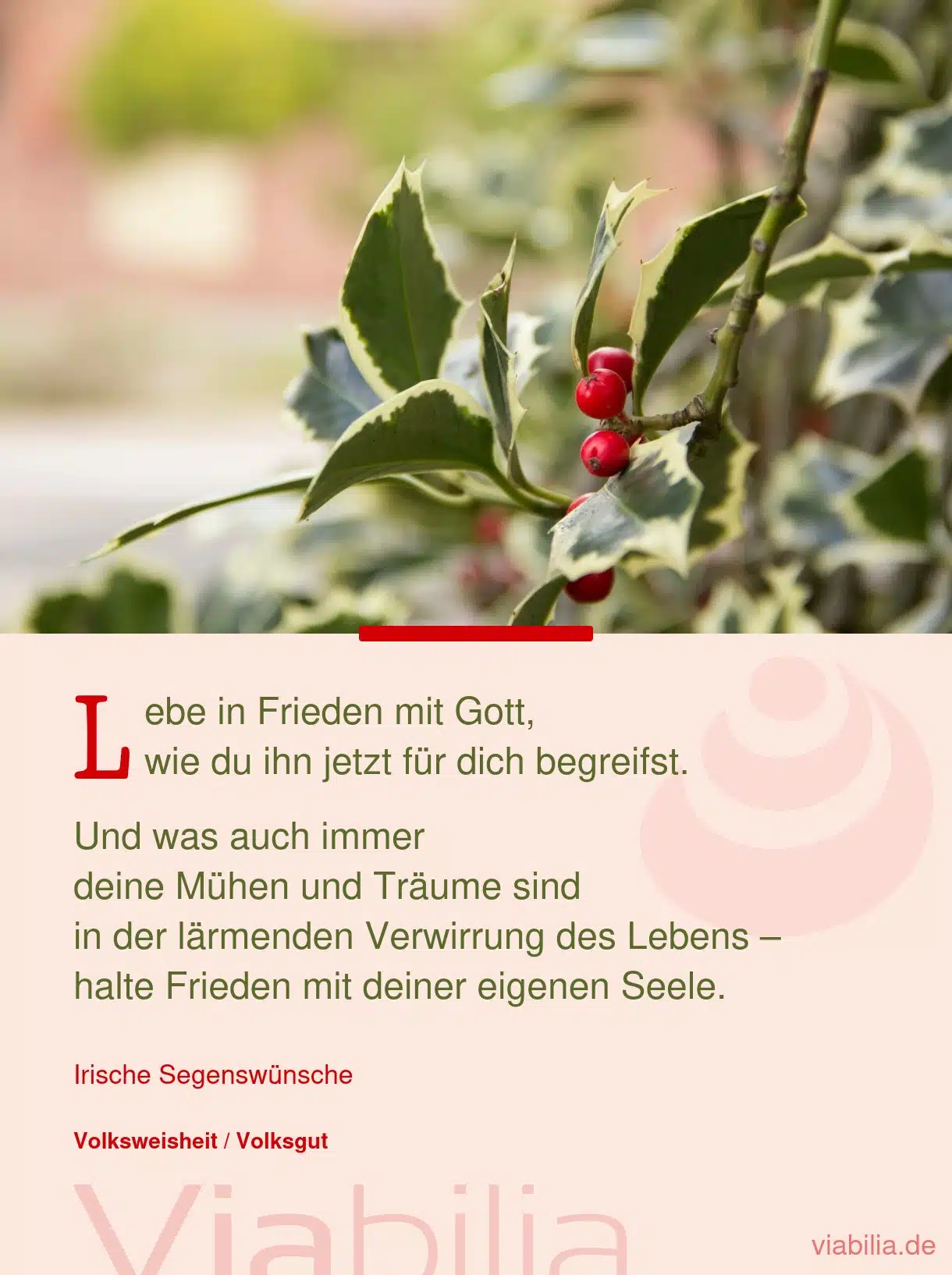 Spruch über das Leben in Frieden mit Gott