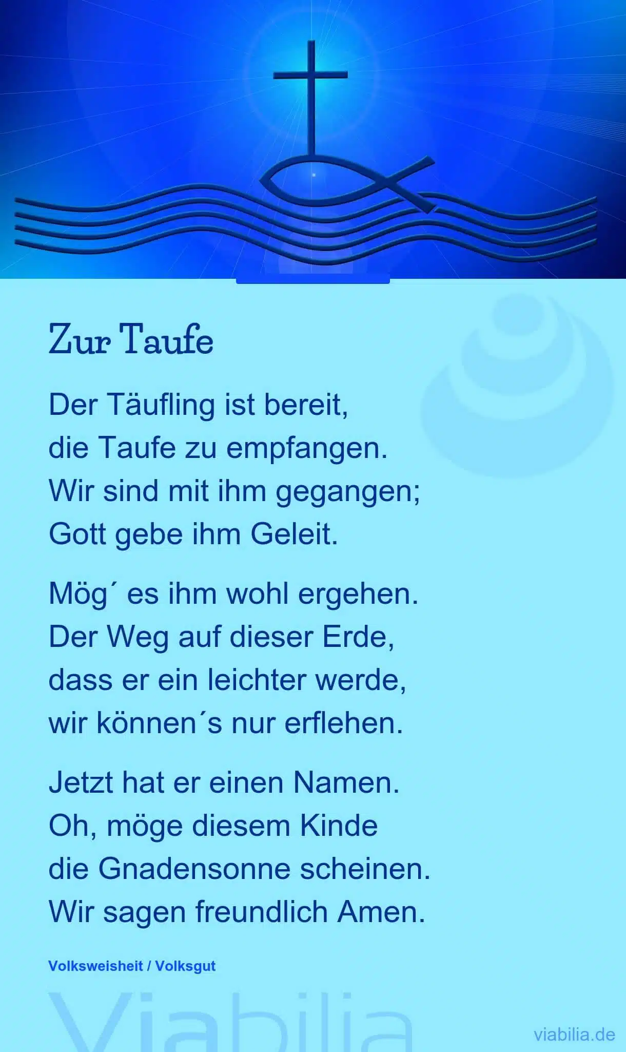 Gedicht zur Taufe: mög' es ihm wohlergehen