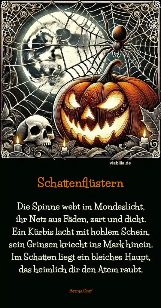 Gruseliger Halloween-Spruch mit Bild