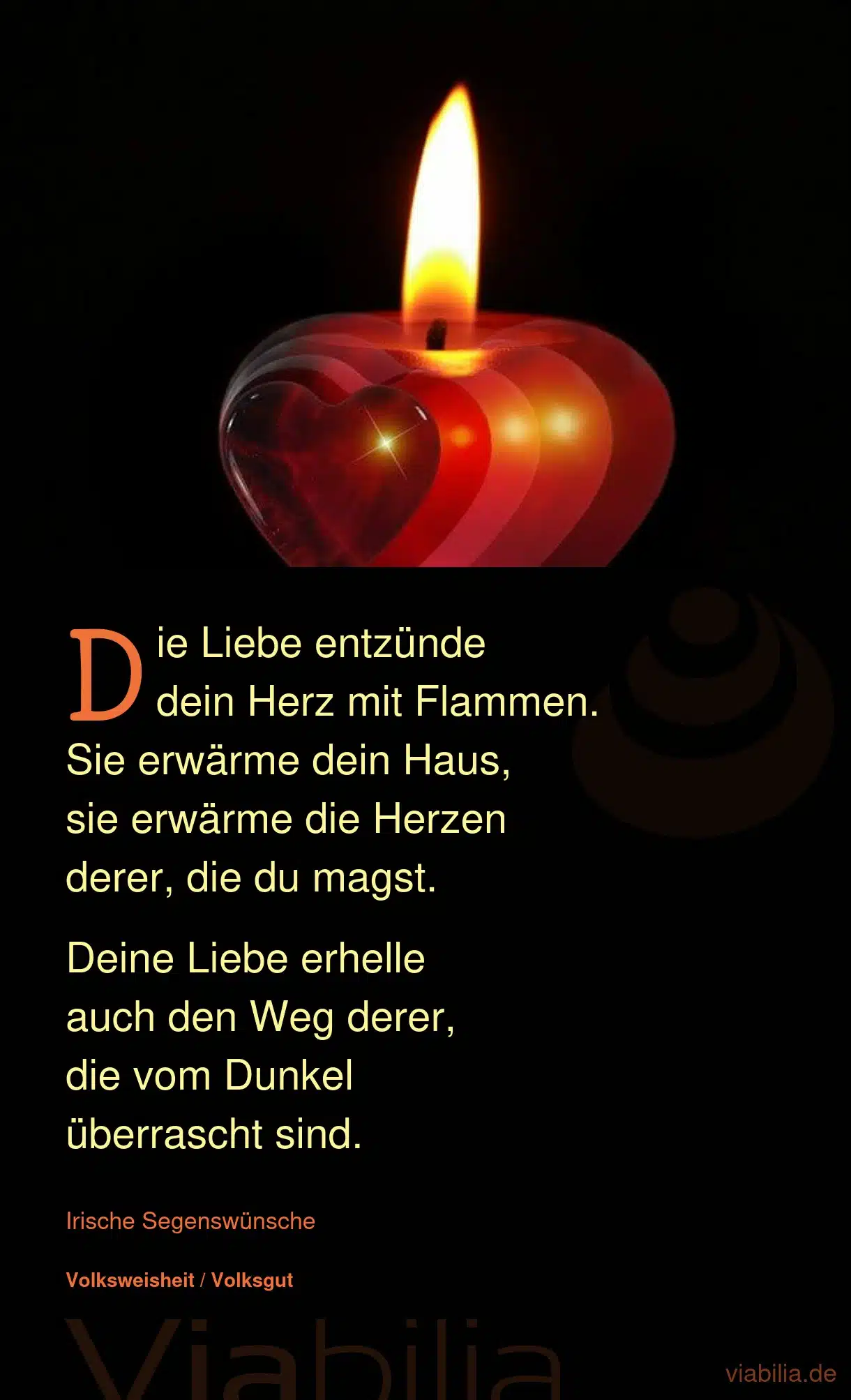 Irische Segenswünsche als Liebesspruch: die Liebe entzünde dein Herz