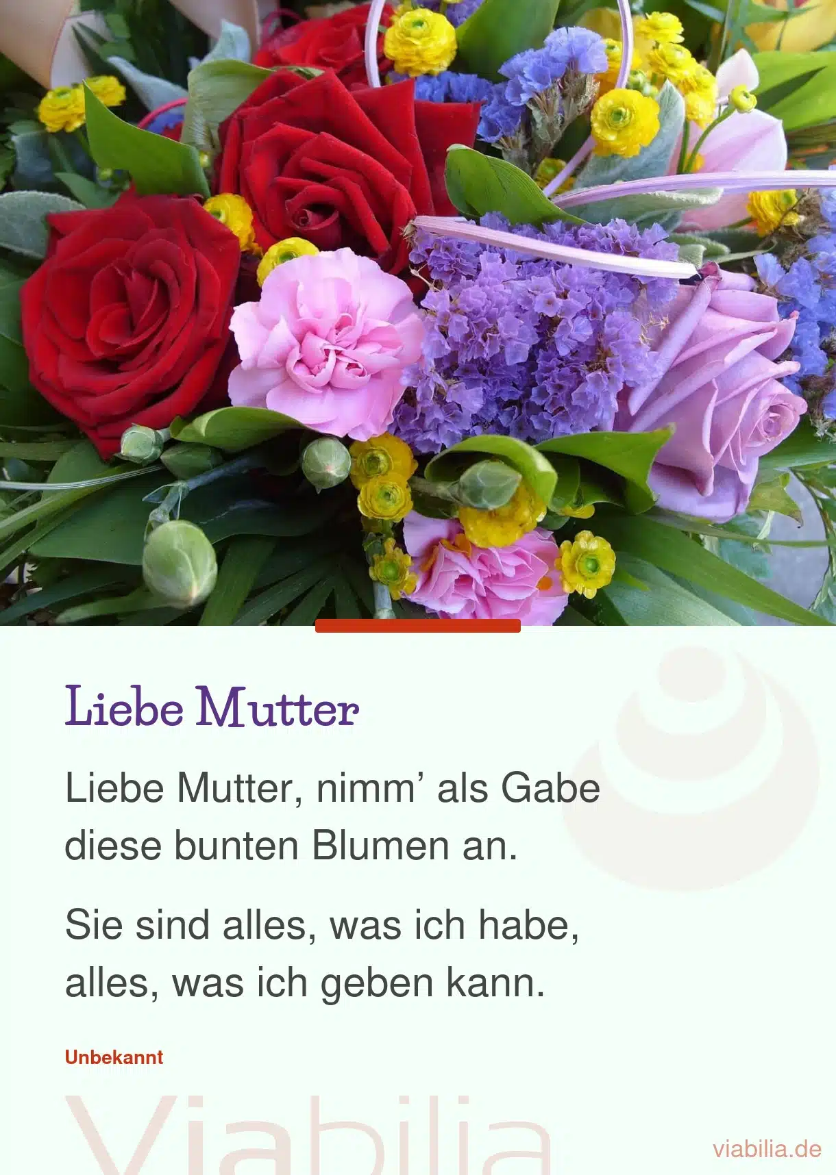 Kurzer Muttertagsspruch mit Blumenmotiv