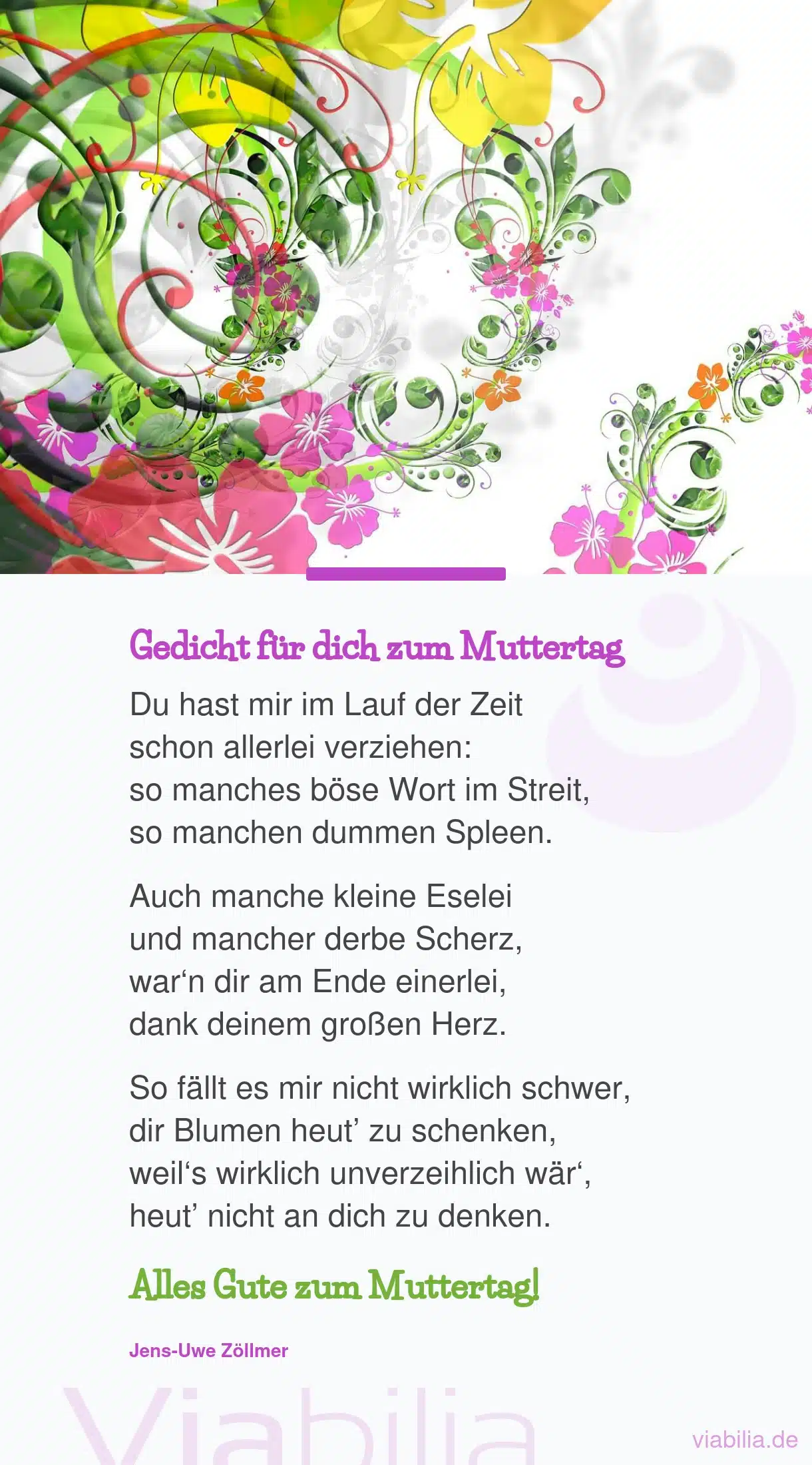 Muttertagsgedicht: du hast mir allerlei verziehen