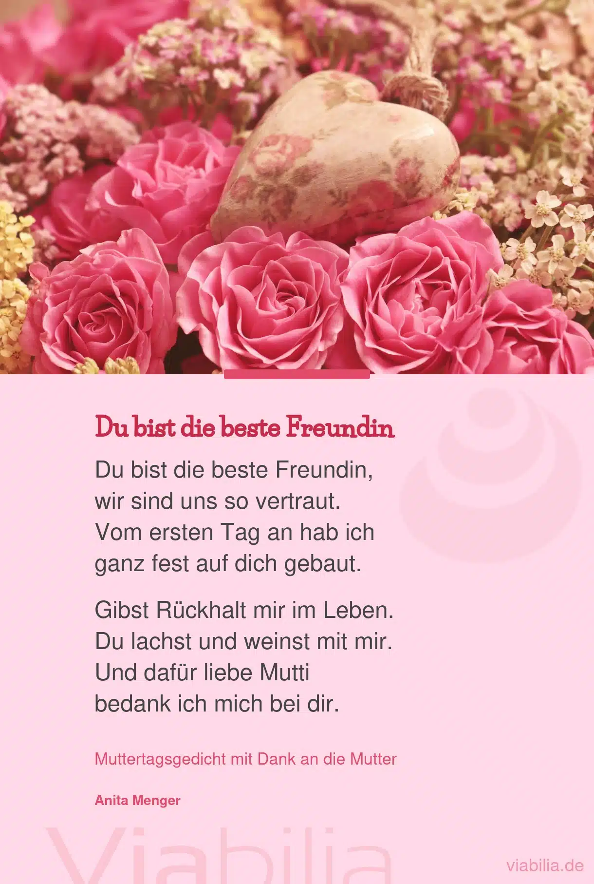 Muttertagsgedicht: du bist die beste Freundin