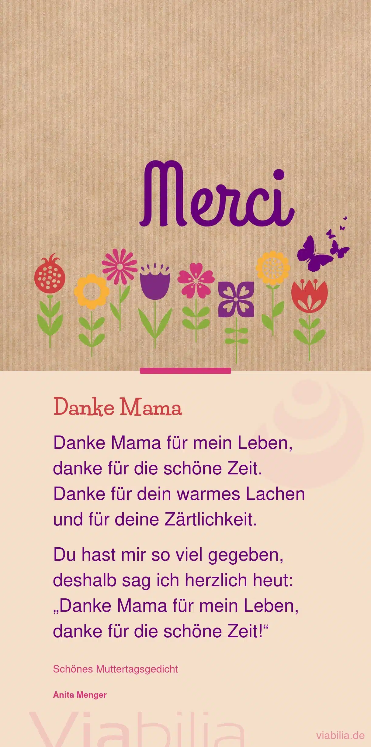 Muttertagsgedicht: danke Mama