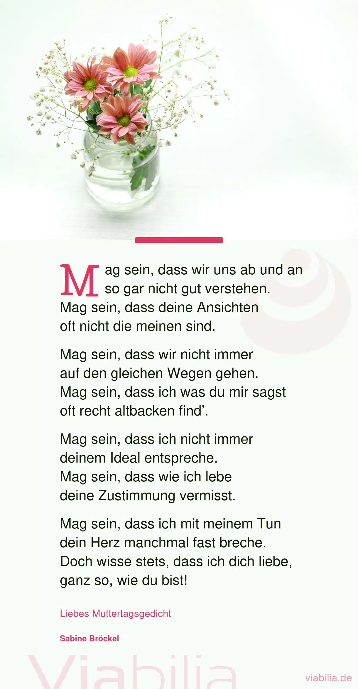 Muttertagsgedicht, wenn man sich mit Mutter nicht immer gut versteht