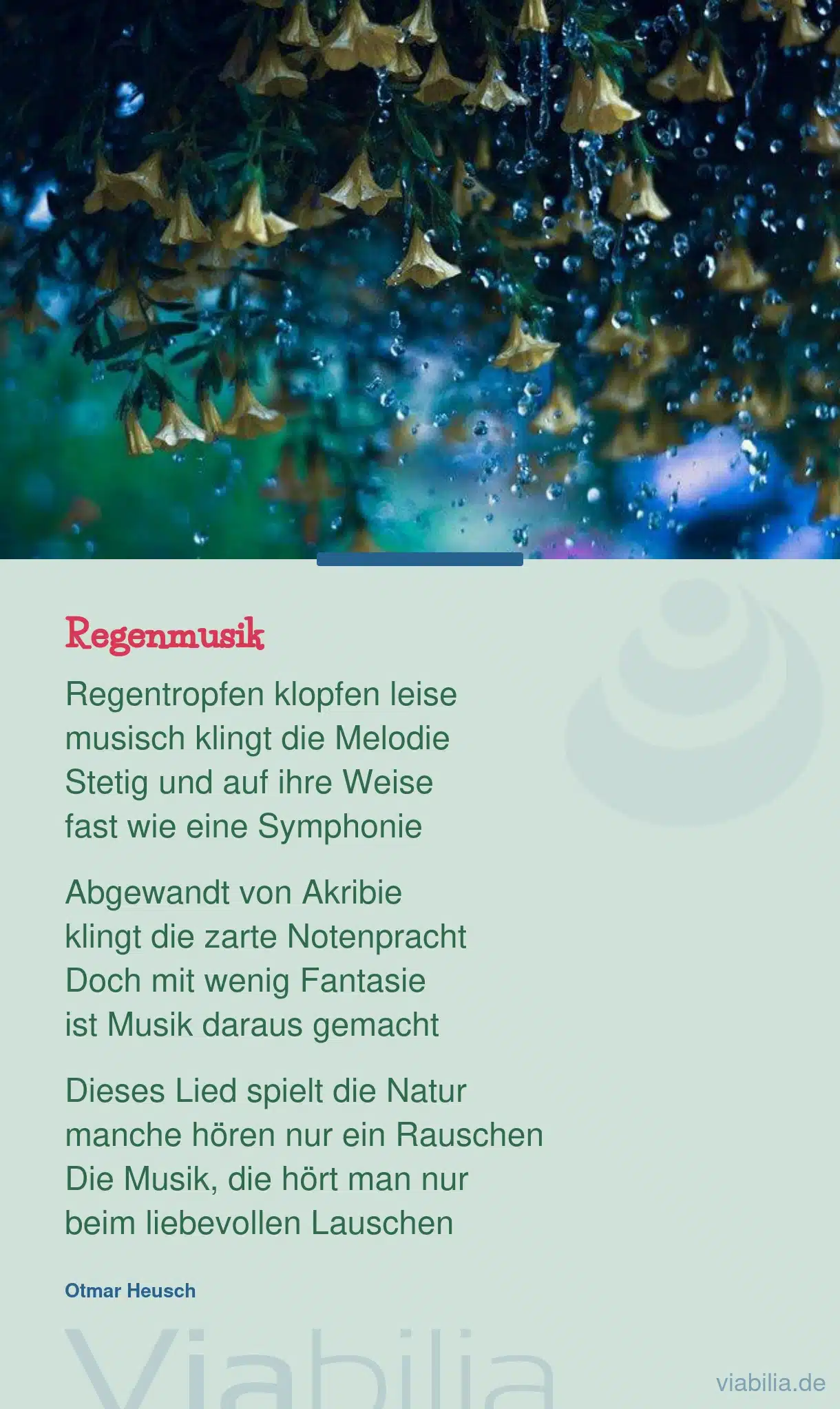 Gedicht: Regenmusik