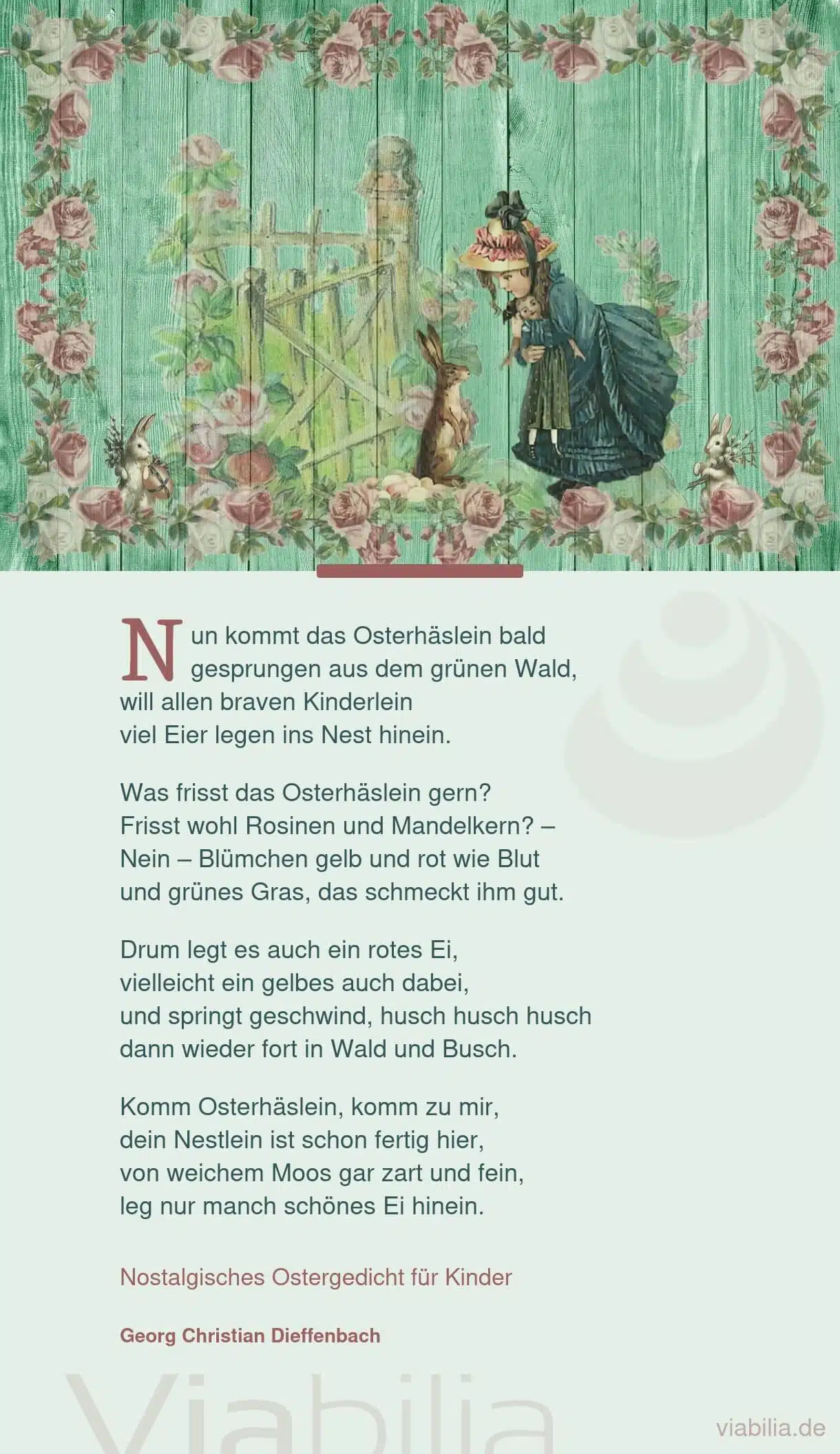 Nostalisches Ostergedicht mit romantischen Bild