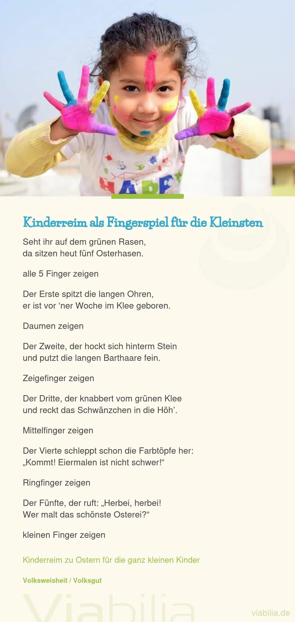 Ostergedicht als Oster-Fingerspiel für die Kleinsten