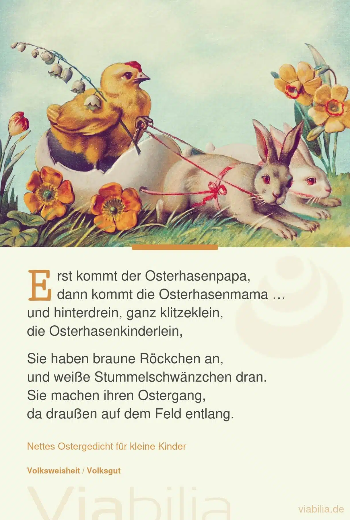 Ostergedicht für die allerkleinsten Kinder mit süßem Bild