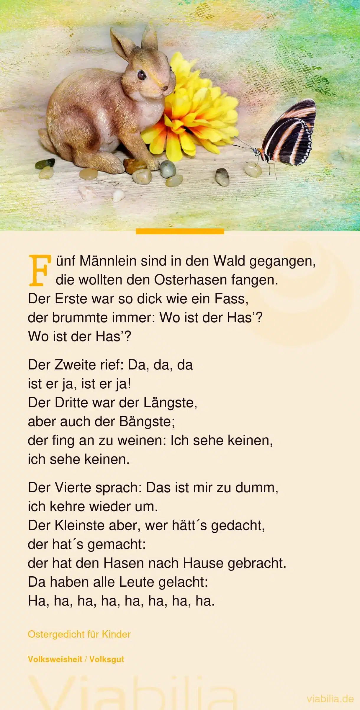 Klassisches Ostergedicht: fünf Männlein sind in den Wald gegangen