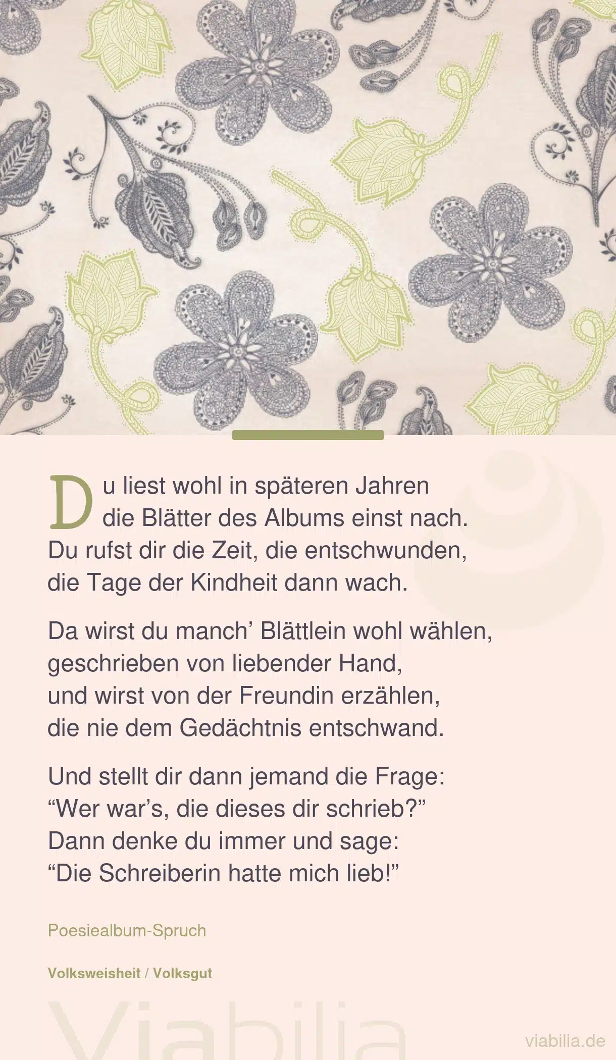 Gedicht mit Bild fürs Poesiealbum