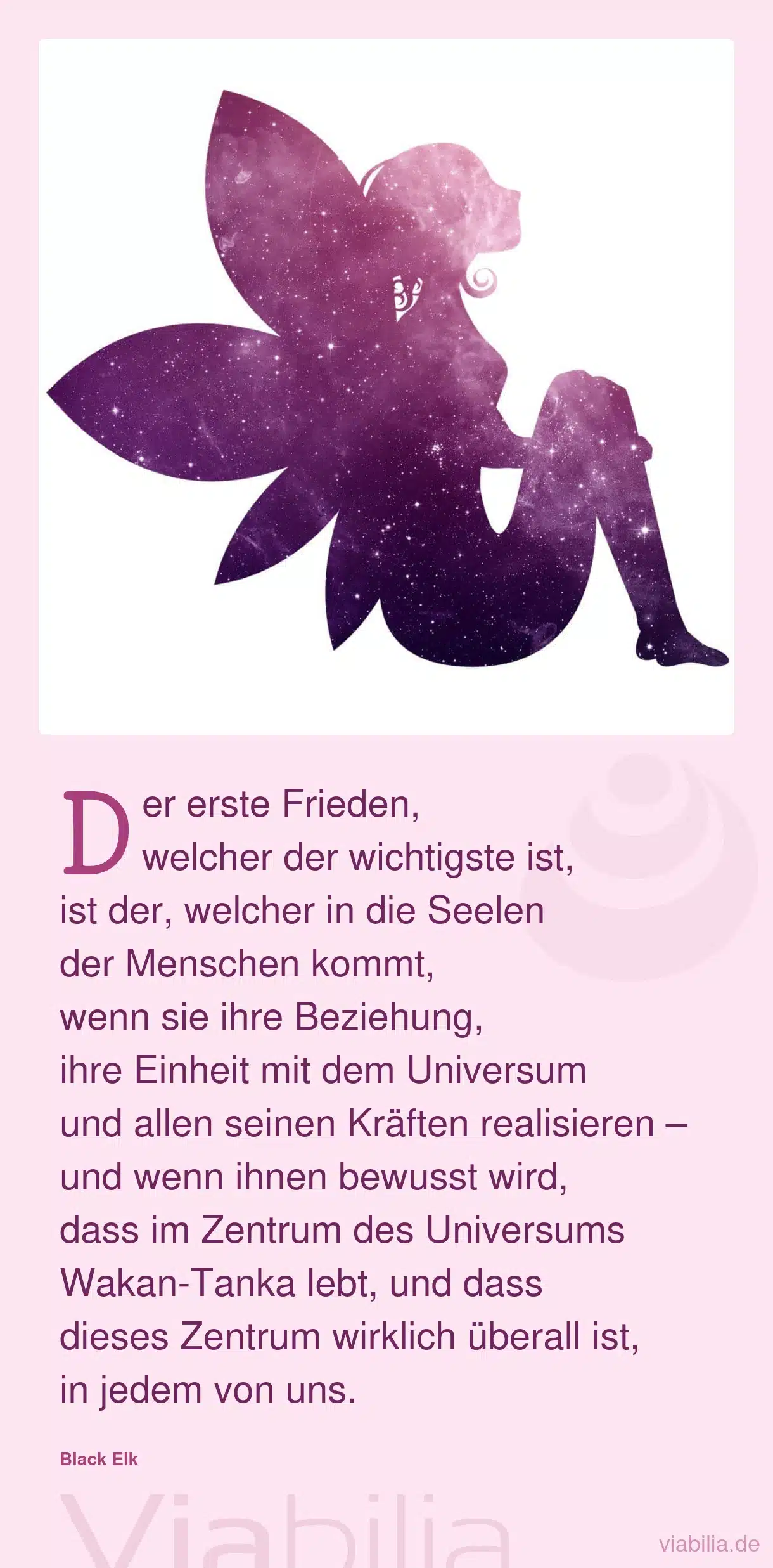 Spirituelle Sprüche, hier Spruch über Frieden und Einheit mit Universum