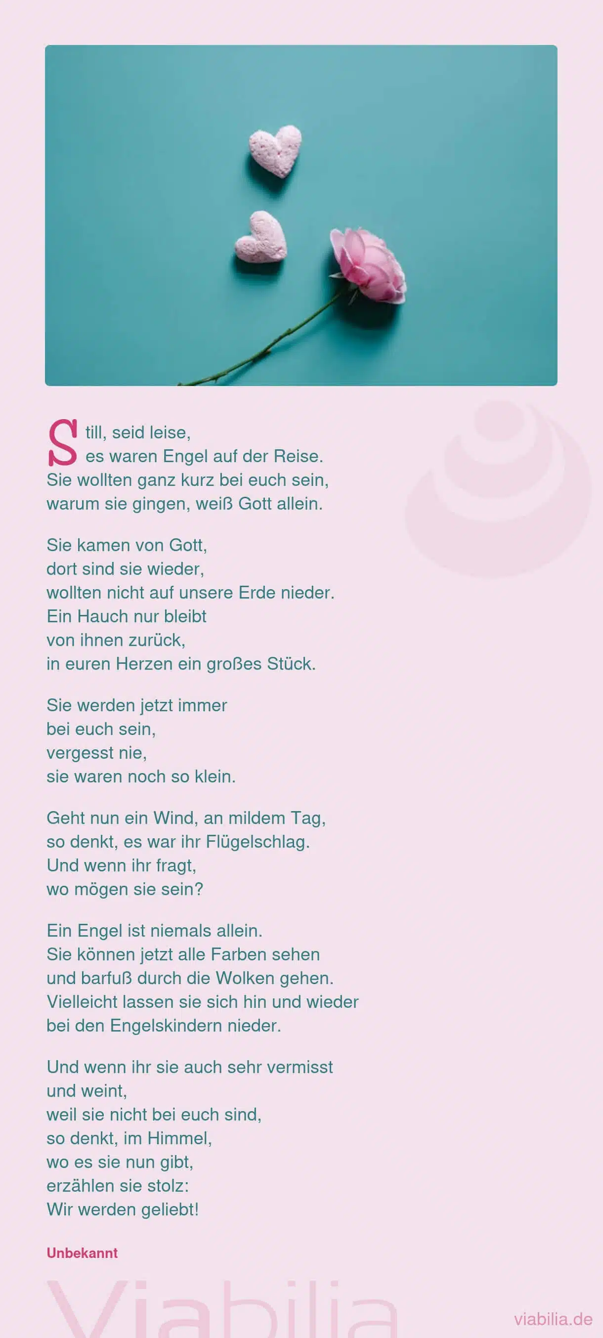 Spruch: Still, seid leise!